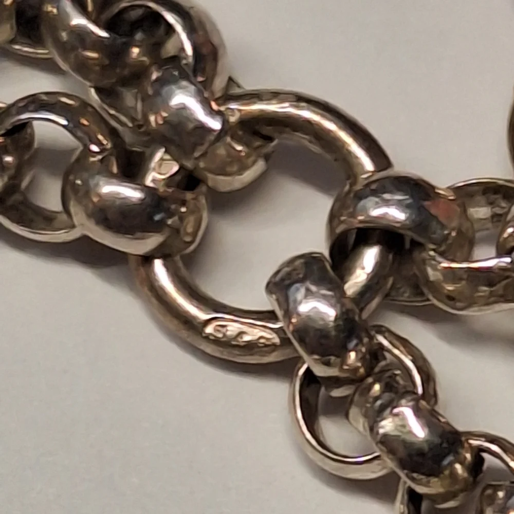 Vintage SAS Two-Tone Double Chain Silver Charm Bracelet with‎ Star and Heart